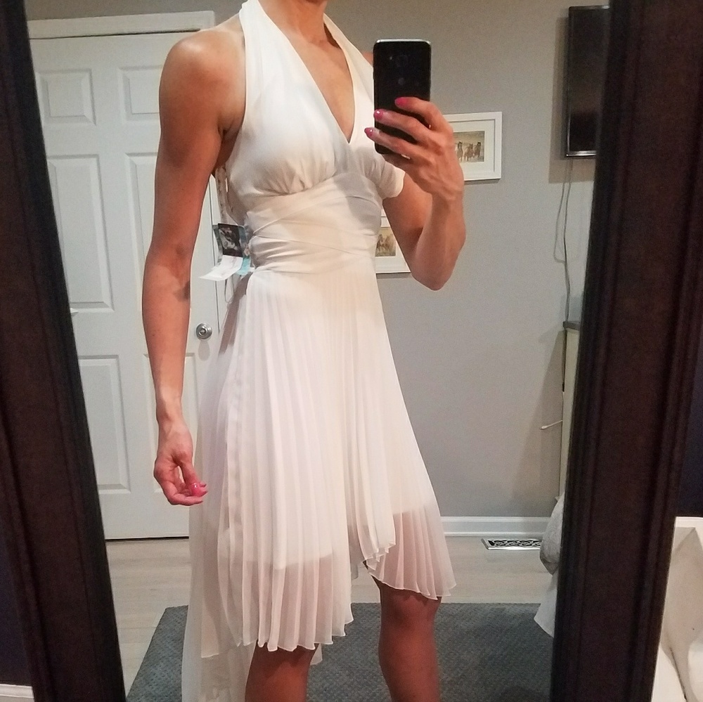 White halter latin salsa dance dress